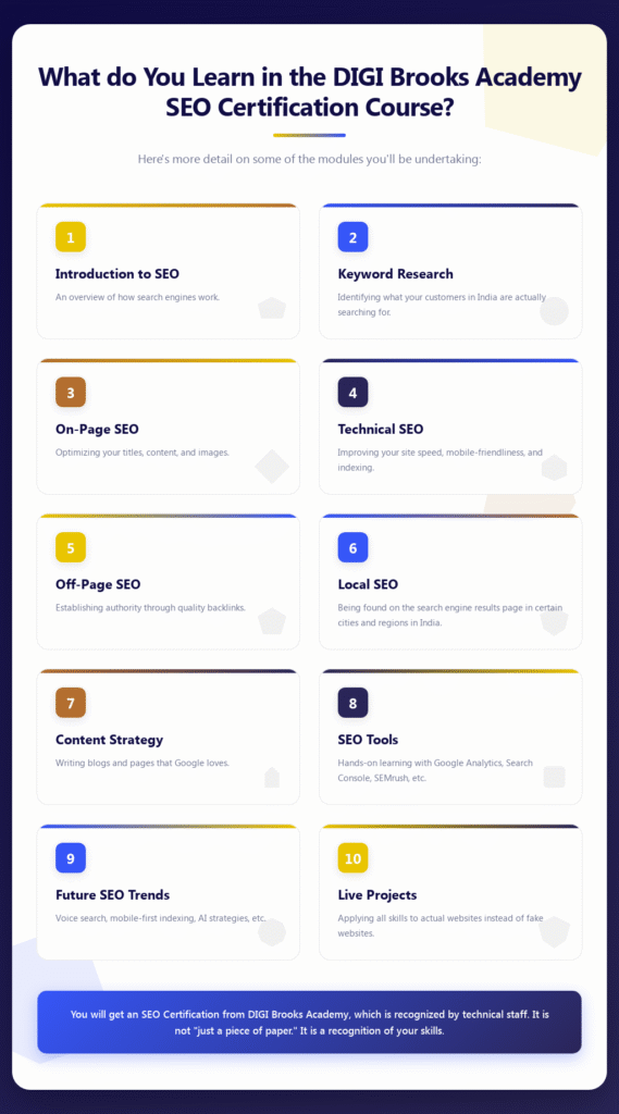 What do You Learn in the DIGI Brooks Academy SEO Certification Course